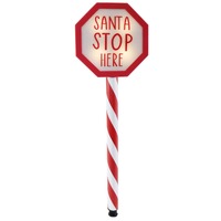 LED Santa Stop Here Stake 55cm