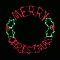 LED R/Light Merry Xmas Holly Rnd Sign