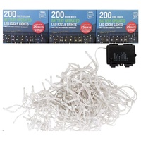 200 Icicles Lights with Timer LED&#39;s Icicles - White