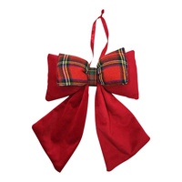 Velvet Bow Red with Check