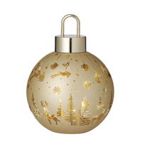 Led Glass Bauble Gold 15x21cm