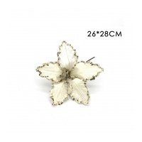 Cream with Sequin Trim Poinsettia