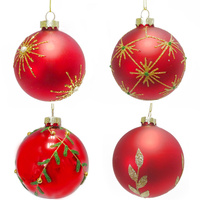 Glass Bauble Hand Painted 10cm