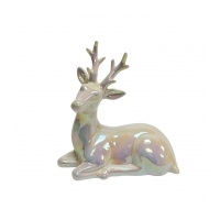 Porcelain Laying Reindeer 8x15cm