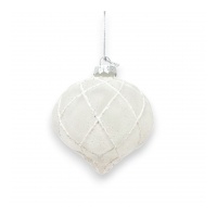 Glass Bauble Onion 8cm White