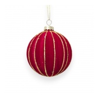 Glass Flocked Bauble Red 8cm