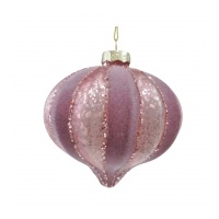 Glass Bauble  Onion 10cm Pink