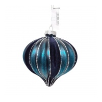 Glass Bauble  Onion 10cm Blue
