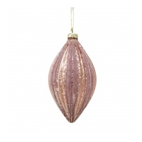 Glass Bauble  Teardrop Pink