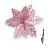Pink Poinsettia with Clip