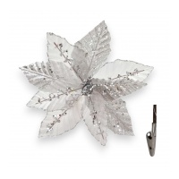 Silver Poinsettia with Clip