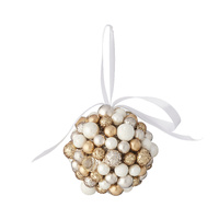 White &amp; Gold Bauble 9cm