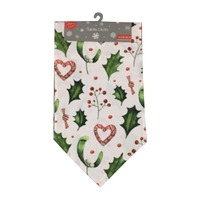 MISTLETOE HOLLY CANDY CANE TABLE RUNNER 150 X 32 CM..