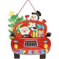 SANTA TREE SNOWMAN  FOAM BOARD HANGING DECO 41X36CM..