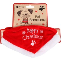 XMAS PET BANDANA W/ FUR BORDER &amp; EMBROIDED MERRY XMAS 51X15CM..
