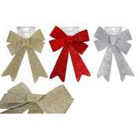 METALLIC FABRIC BOW 47 x 30CM