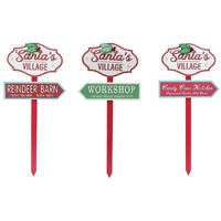 Santa&#39;s Village Sign 70cm w/Metal Holly Asst..