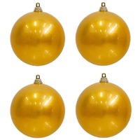 Baubles 100mm 4pk UV Stable Gold..