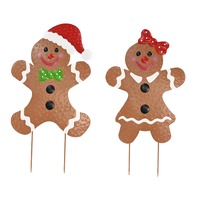 Gingerbread Metal Yard Stake Asst