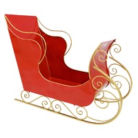 Metal Large Sleigh Red Gold