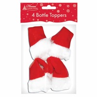 4pk Santa Hat Bottle Top