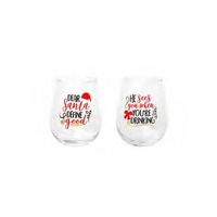 Stemless Printed Wine Glass 650ml 2 pack