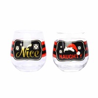 STEMLESS WINE GLASS NAUGHTY/NICE 2PK