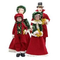 Carolers Family of 4 Red/Green 65cm