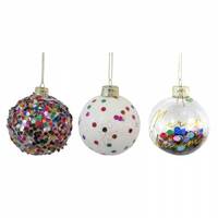 8cm Glass Bauble with Jumbo Glitter