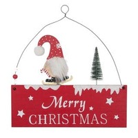 Merry Xmas Hanger Wood 24x26cm Red ..