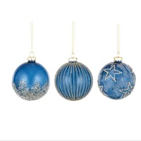 Marine Bauble Glass 8cm Blue/Silv 3 Asst..