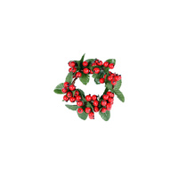 7.5cm Red Berry Wreath W/Leaves..