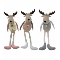 50cm Pink White Grey Fabric Sitting Deer