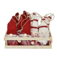 17cm Fabric Hang Gnome Him/Her Red/Wh..