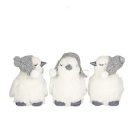 S/3 Penguins/Box Fabric 22x12cm Wht/Grey..