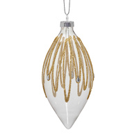 14cm Glass Teardrop with Gold Gltter and Jewels