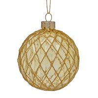 8cm Textured Glass with Gold Stripes