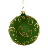 8cm Green Glass with Gold Swirls