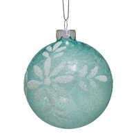 8cm Green Glass with Flower Pattern