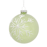 8cm Green Glass with Snowflake Pattern