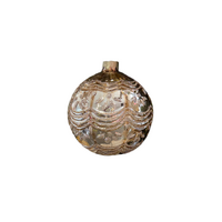 10cm Gold Glass Bauble with Wave Pattern
