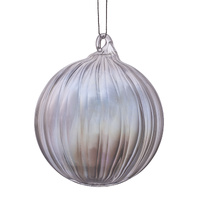 8cm Clear Glass with Stripe Pattern