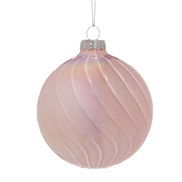 8cm Pale Pink Glass with Gloss Tetured Finish