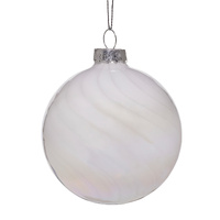 10cm White Glass with Stripe Pattern