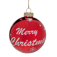 8cm Red Glass with Merry christmas