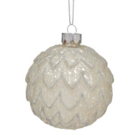 8cm Silver Textured Glass with Glitter Pattern