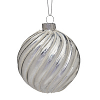 8cm Silver Glass with Textured Swirl Stripes