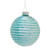 8cm Teal Glass with Textured Stripes