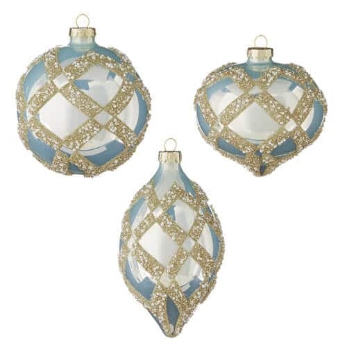 5.5"Blue Diamond Jewel Glass Orn