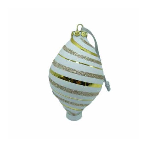 White & Gold Stripe Finial 10cm